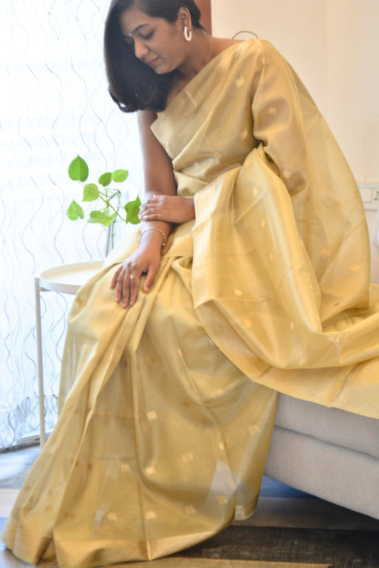 Tissue Silk - Gold and Beige