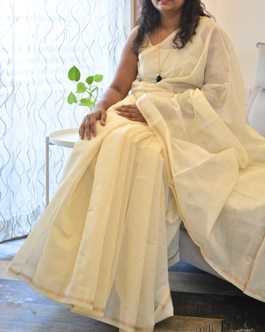 Work love, everyday saree - Cream