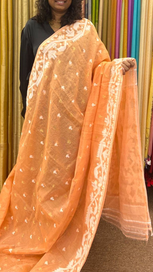 Cotton saree - Light Orange