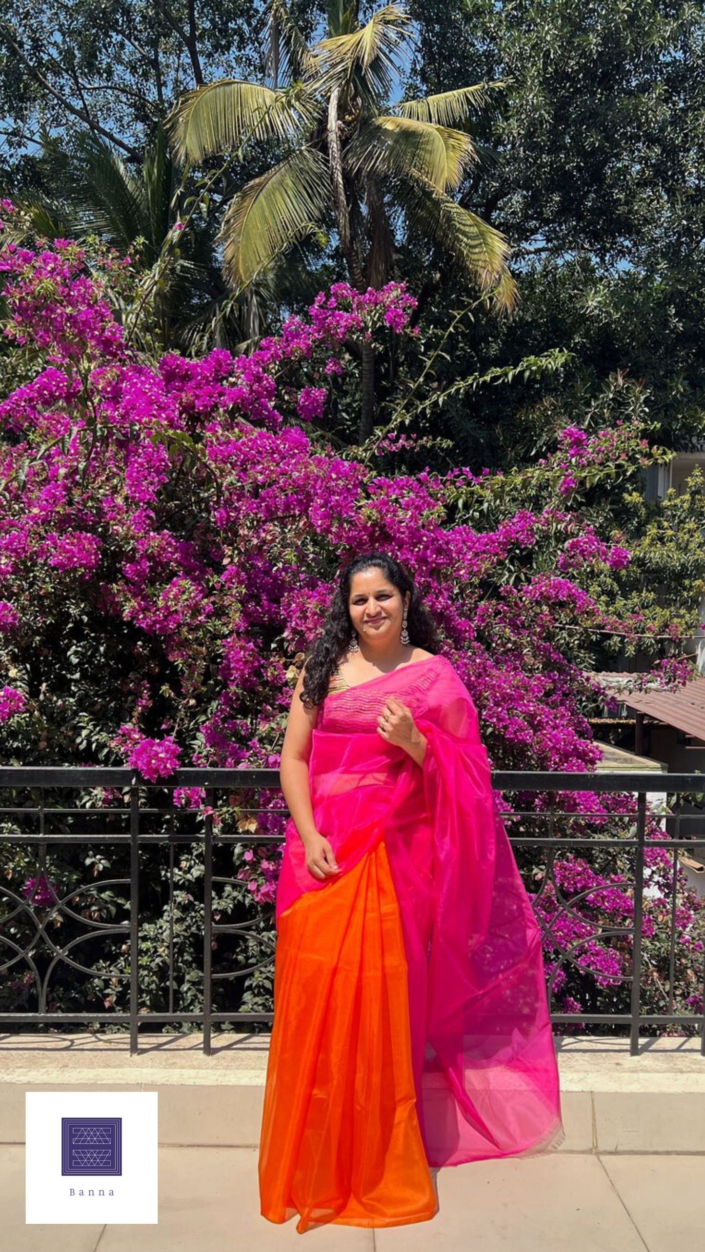 Perfect Wedding Hues of Orange and Pink - Banna's signature organza saree