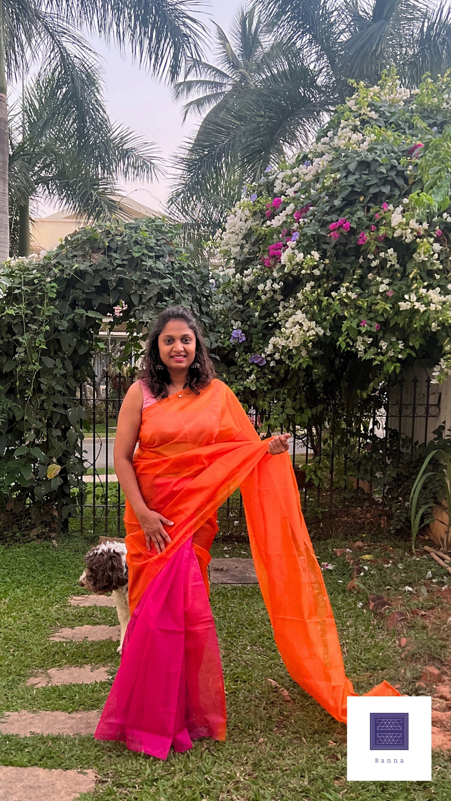 Perfect Wedding Hues of Orange and Pink - Banna's signature organza saree