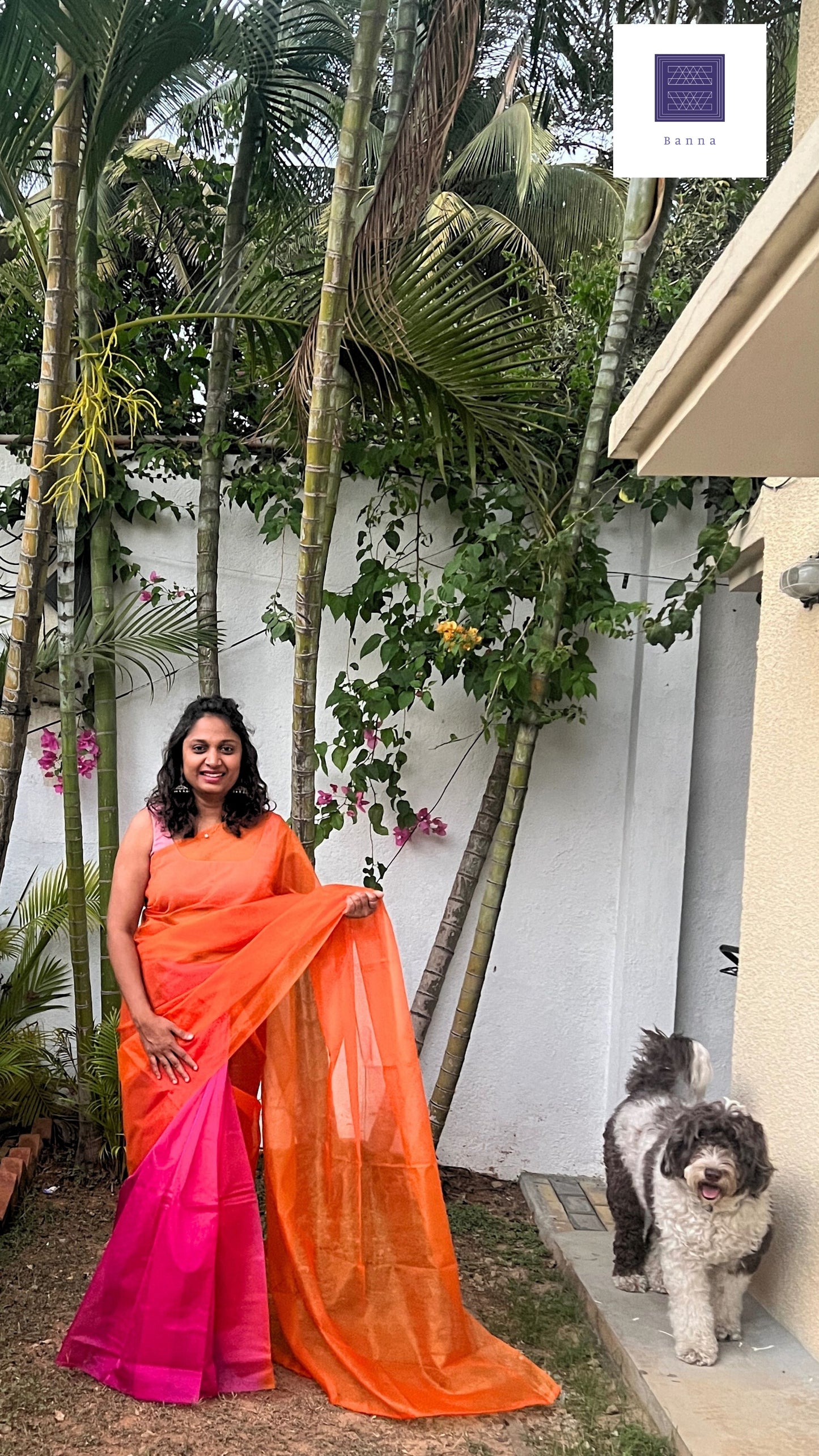 Perfect Wedding Hues of Orange and Pink - Banna's signature organza saree