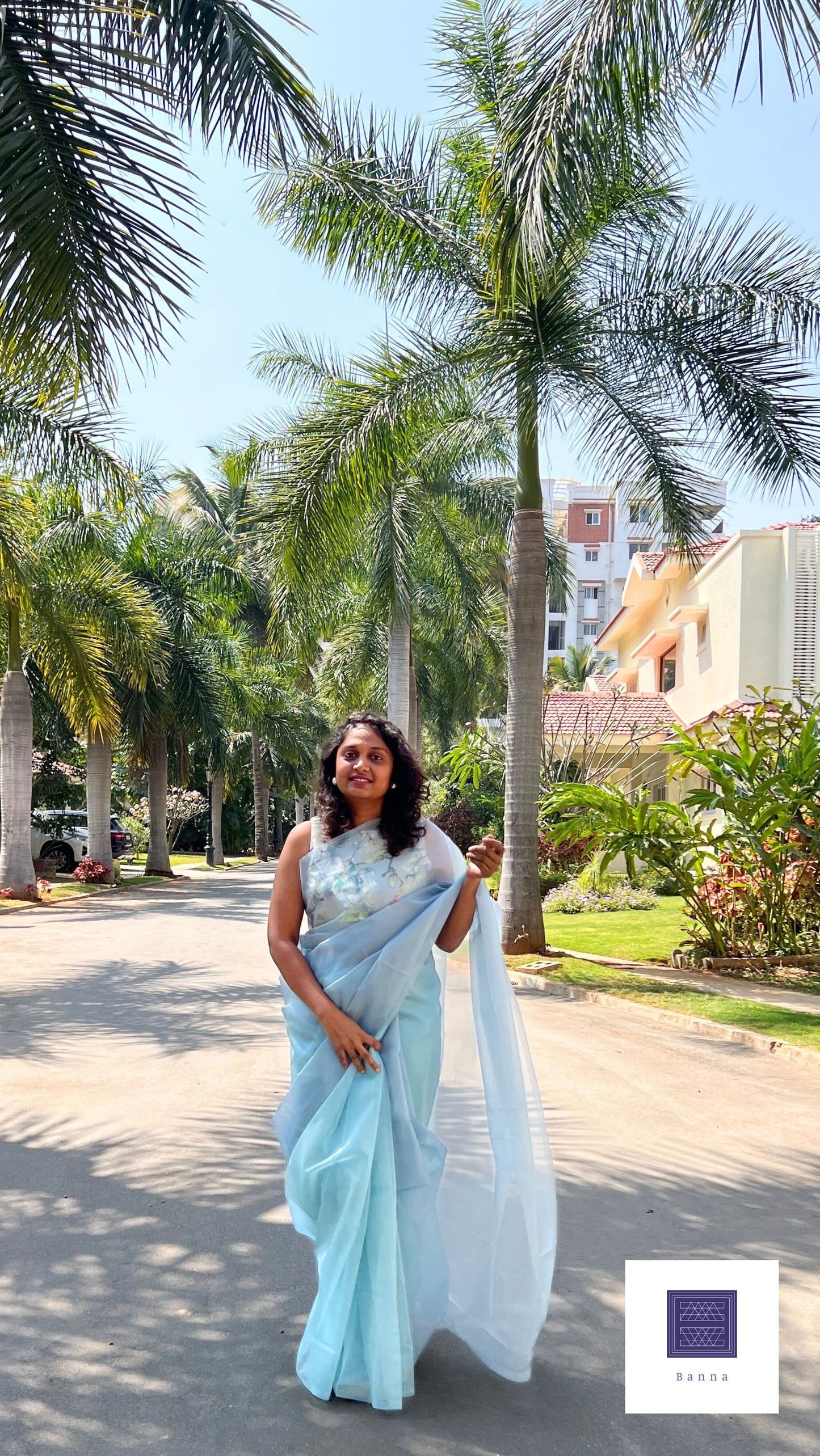 Grey cloud - Banna's signature organza saree