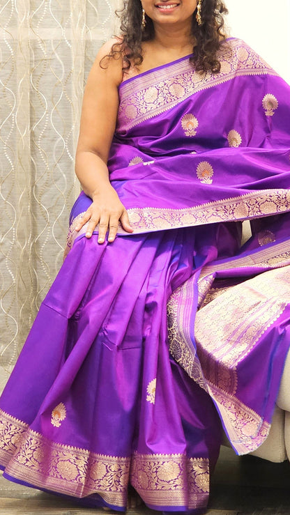 Pure Katan Silk Saree - Dark Purple