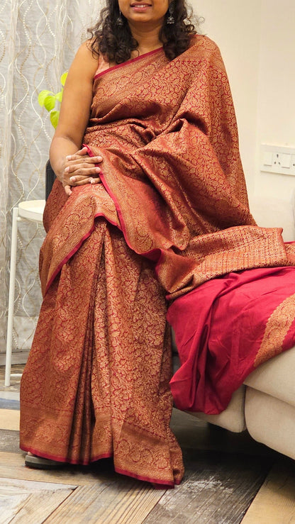 Banarasi Handloom Brocade Saree - Maroon