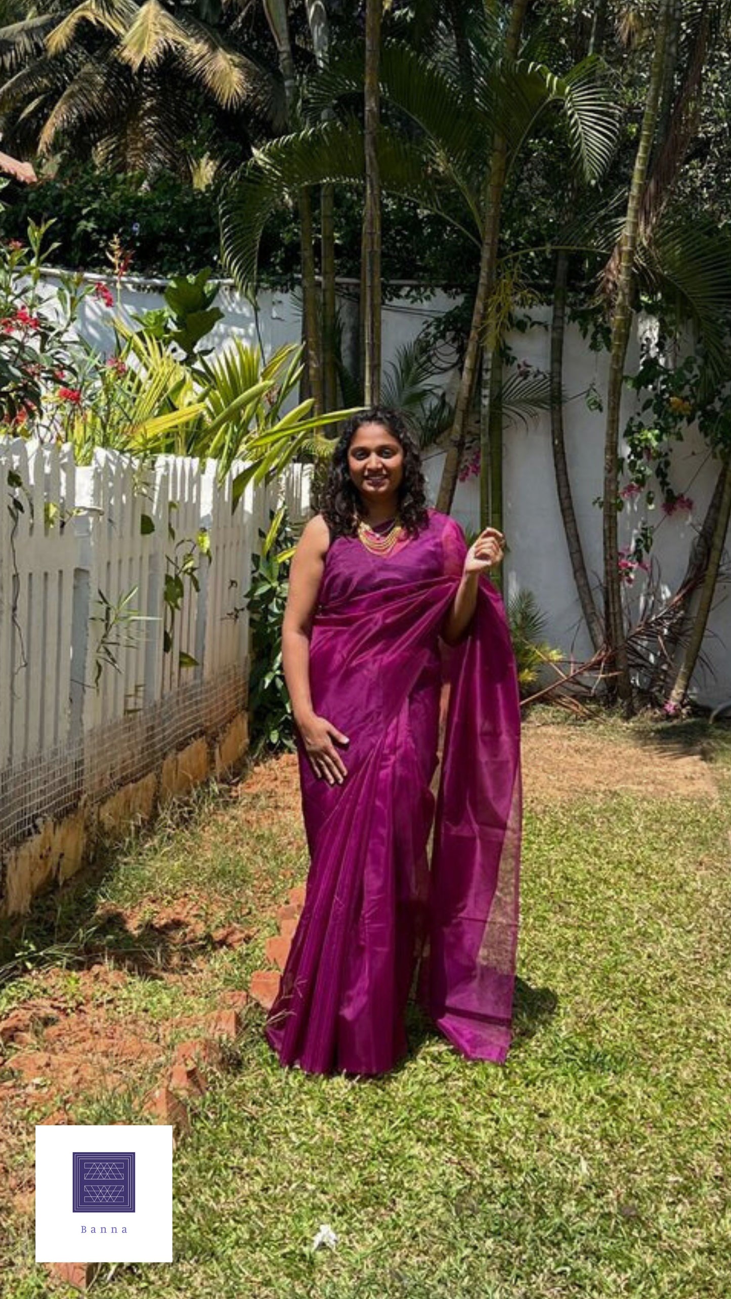 Dark Wine Purple - Banna's signature organza saree