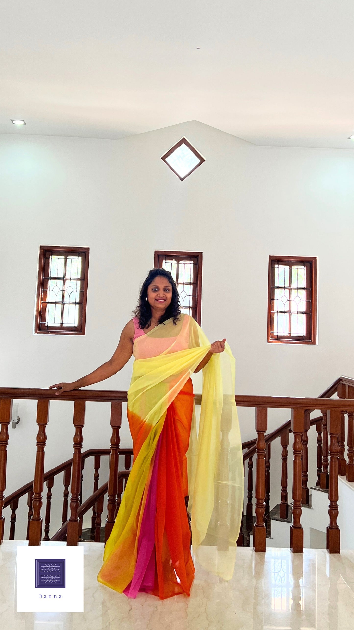 Rainbow hues - Banna's signature organza saree