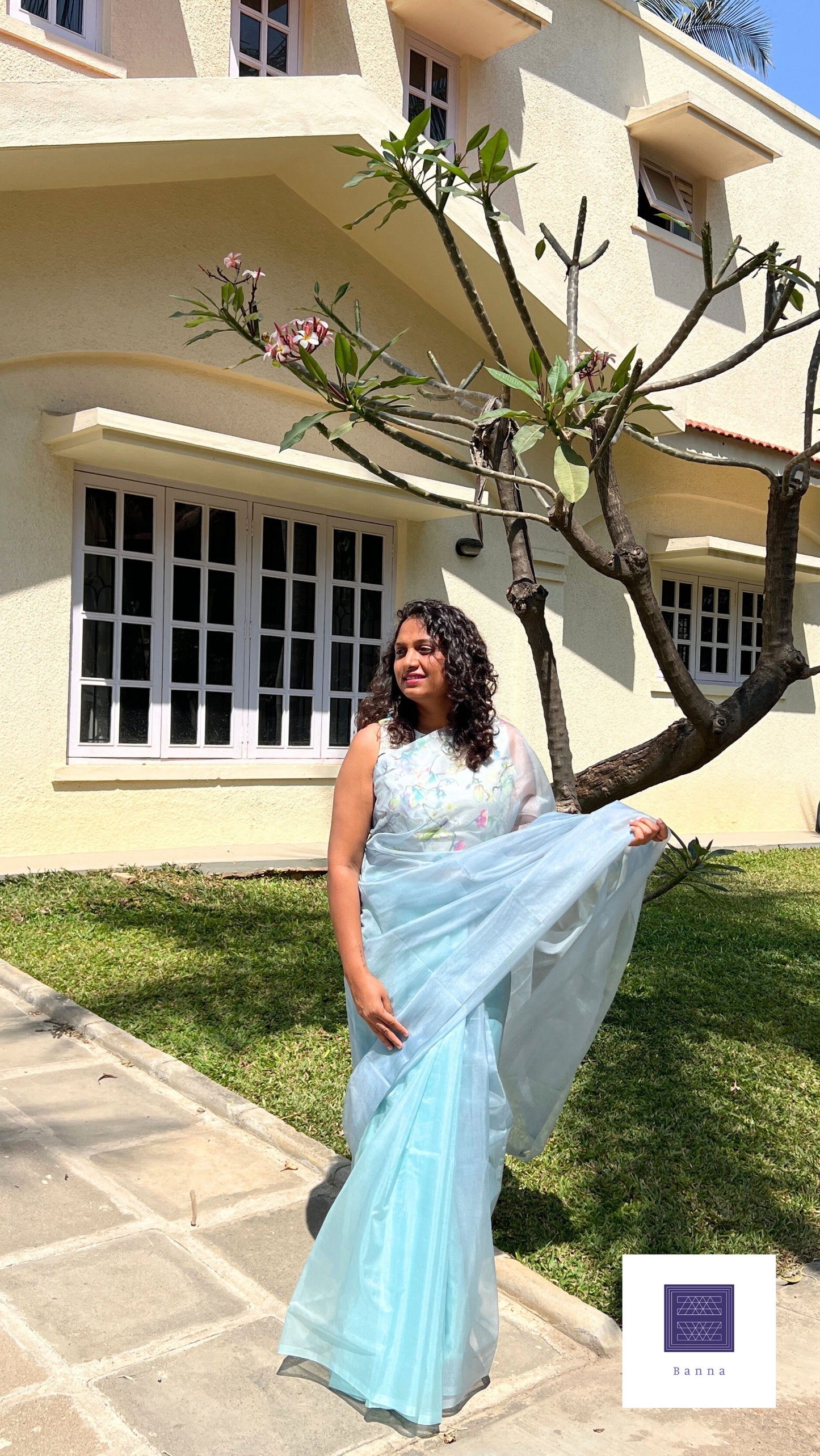 Grey cloud - Banna's signature organza saree