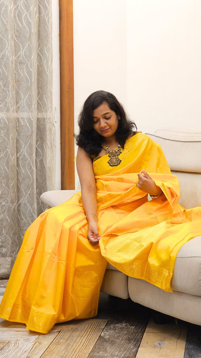 Pure Katan Silk Saree - Yellow