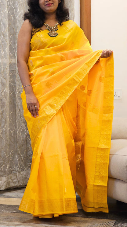 Pure Katan Silk Saree - Yellow