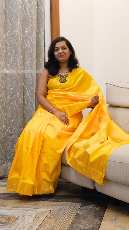 Pure Katan Silk Saree - Yellow