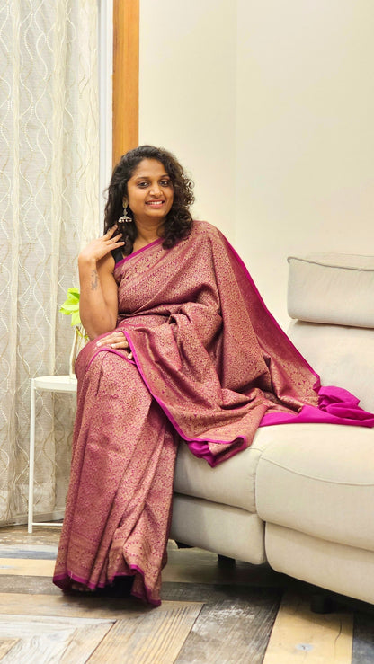 Banarasi Handloom Brocade Saree - Wine purple