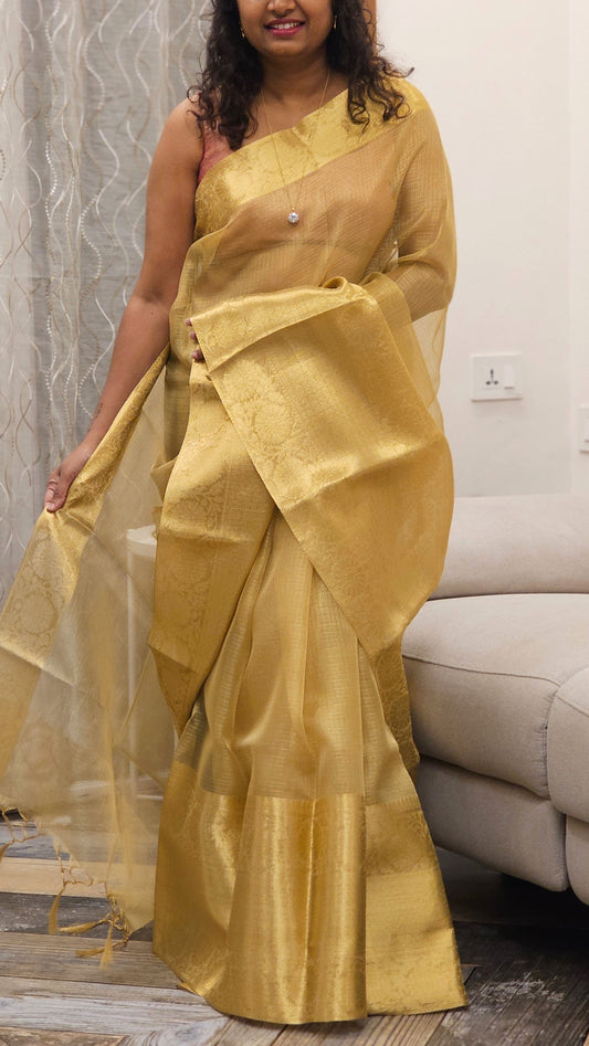 Kota Tissue Saree in Gold