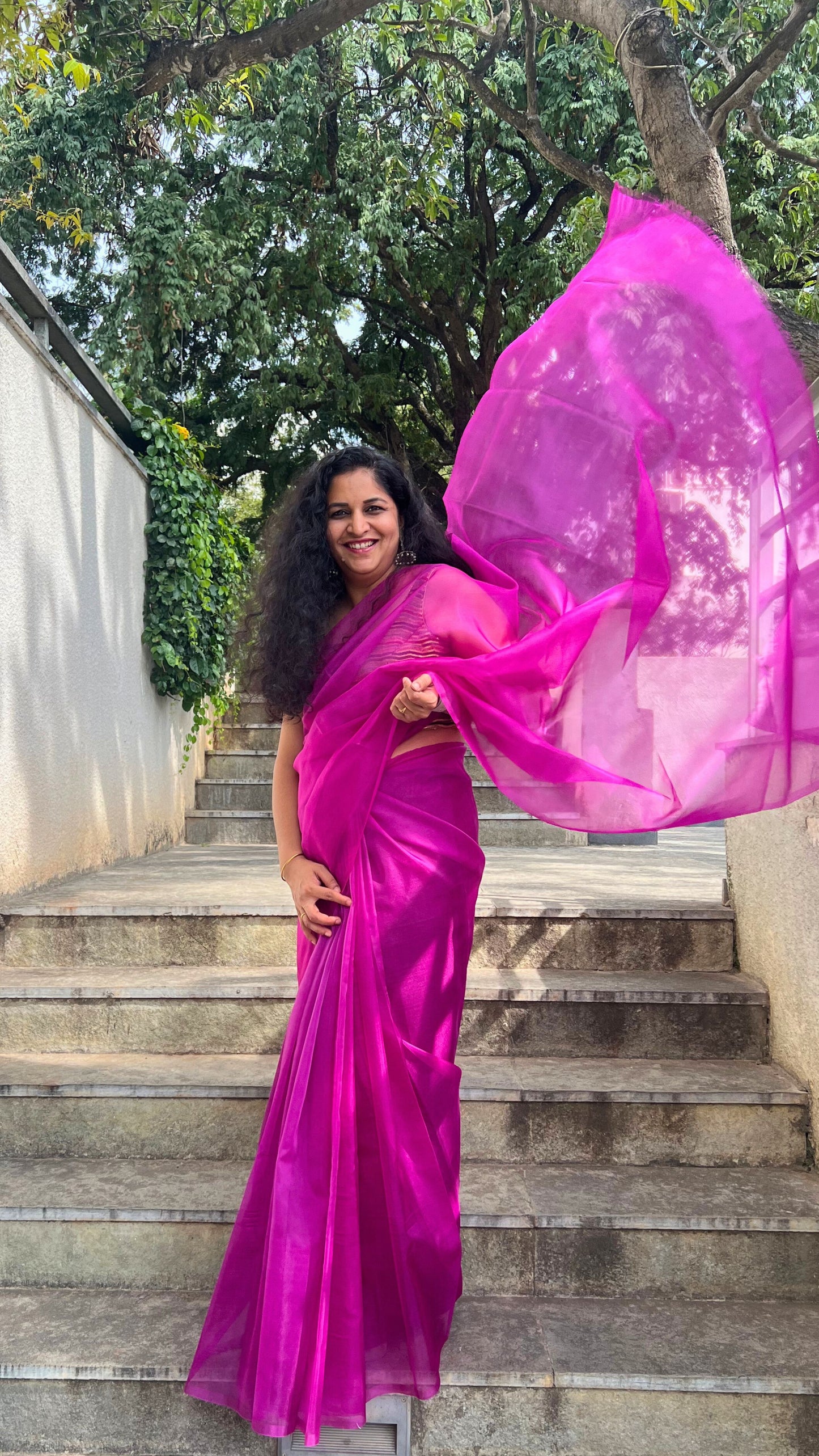 Purple Tulips - Banna's signature organza saree