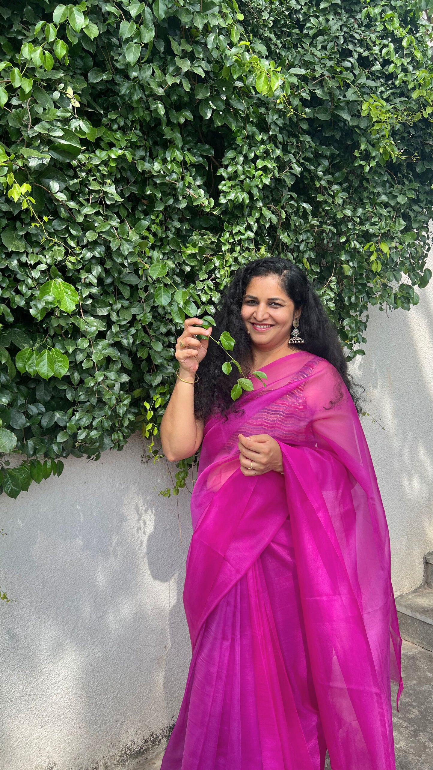 Purple Tulips - Banna's signature organza saree