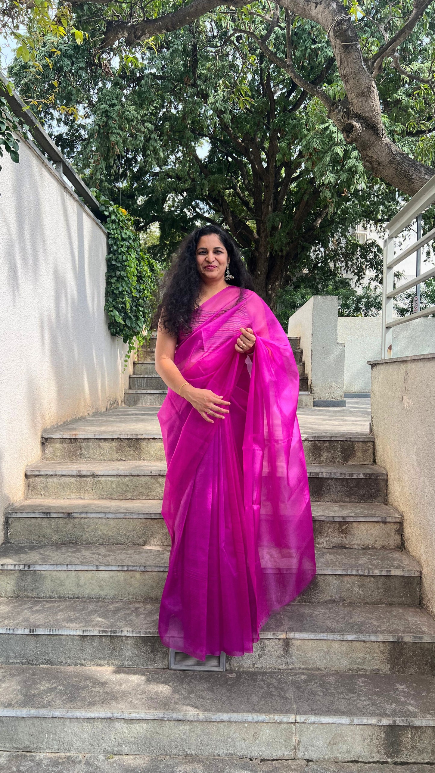 Purple Tulips - Banna's signature organza saree