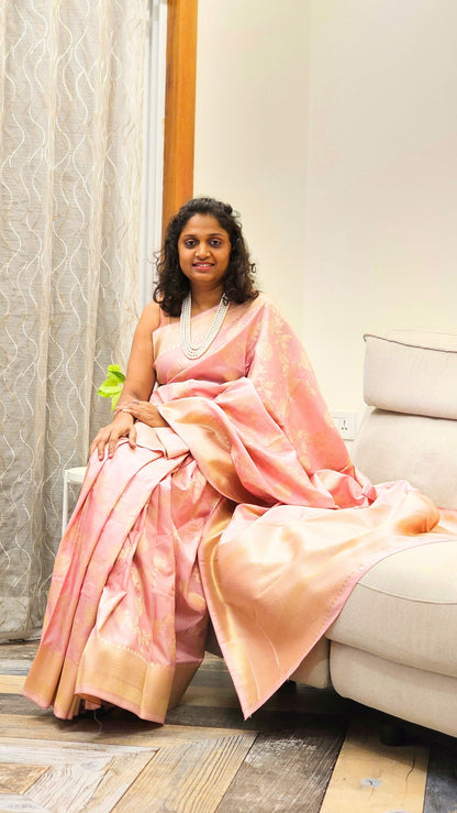 Banaras Katan Saree - Light Pink