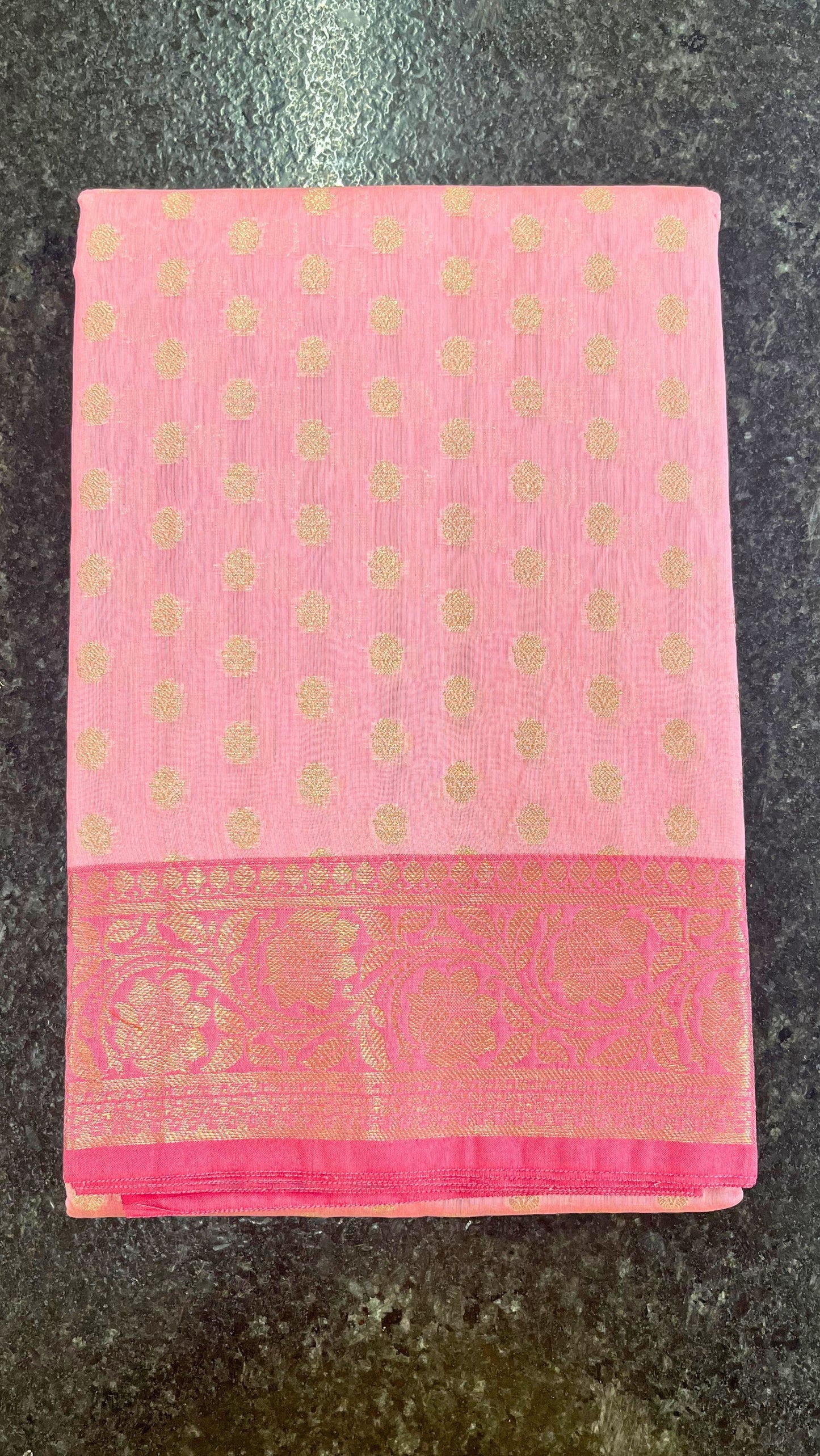 Cotton Silk Saree - Baby Pink and Dark Pink