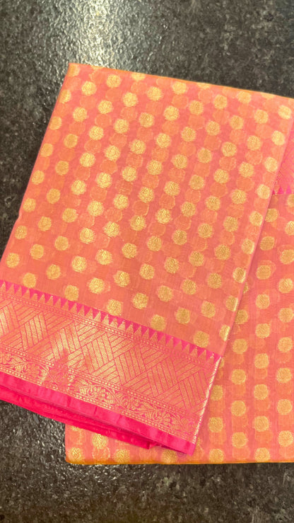 Cotton Silk Saree - Pink and Majenta