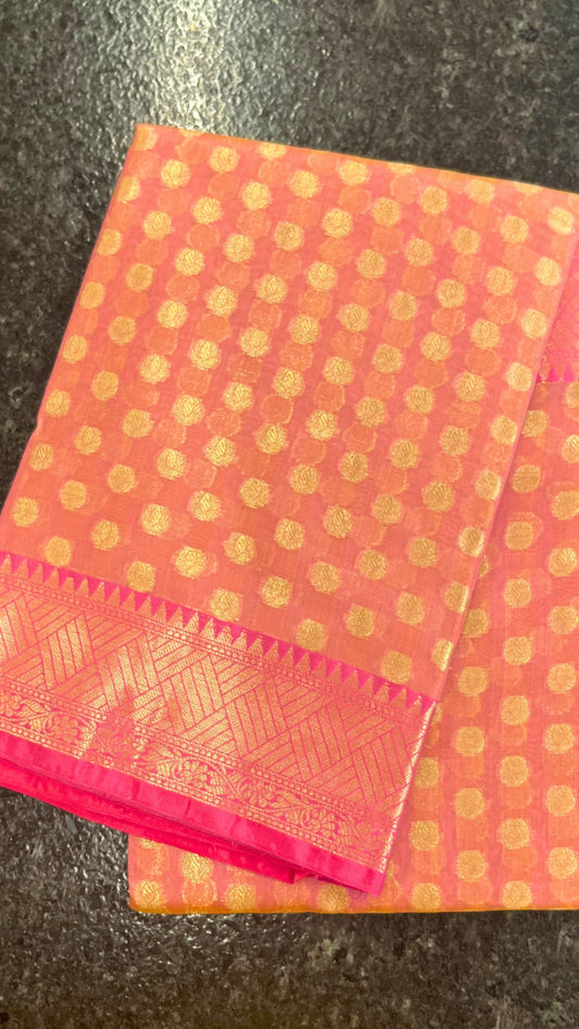 Cotton Silk Saree - Pink and Majenta