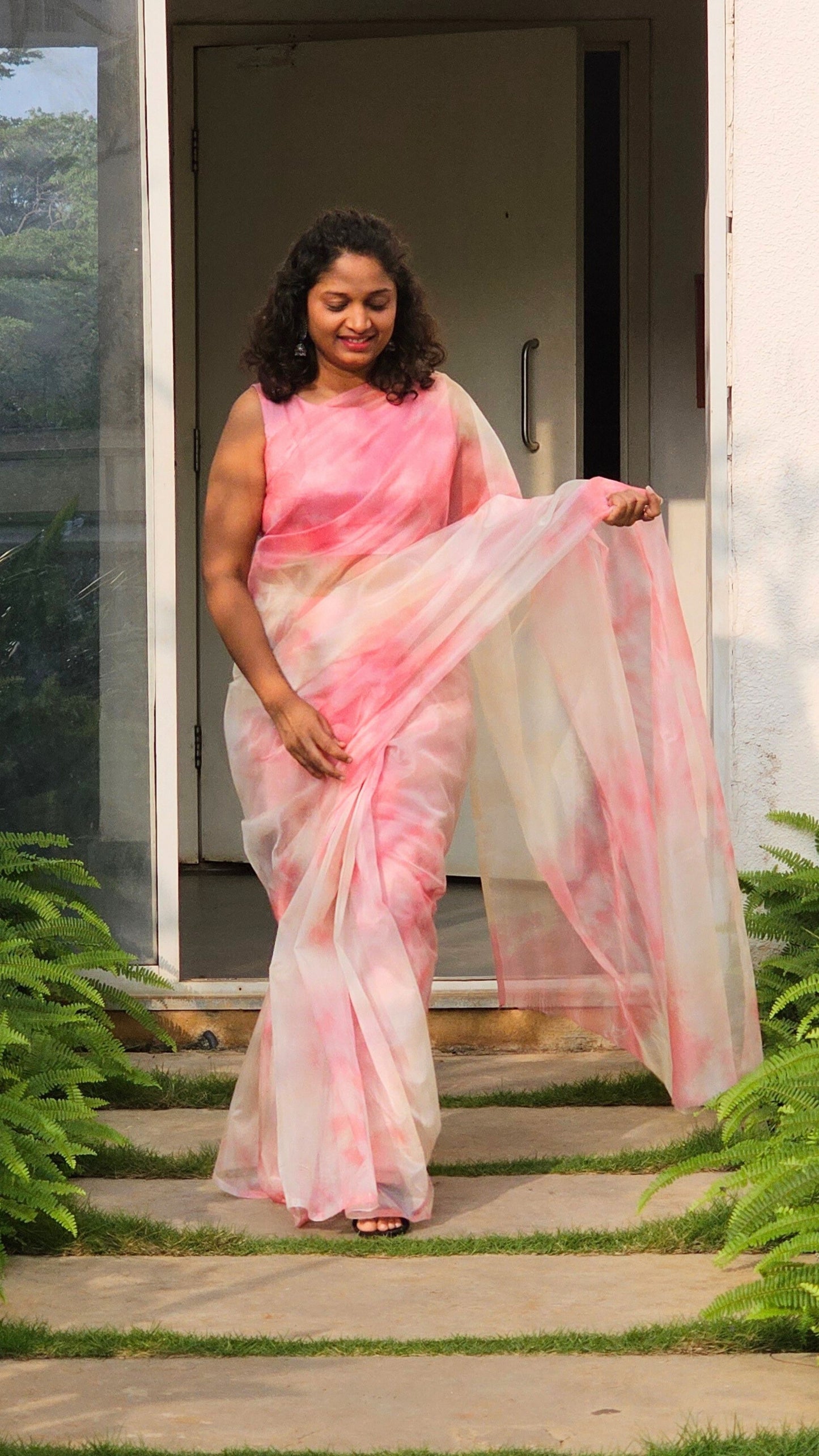 Cherry Blossom - Banna's signature organza saree