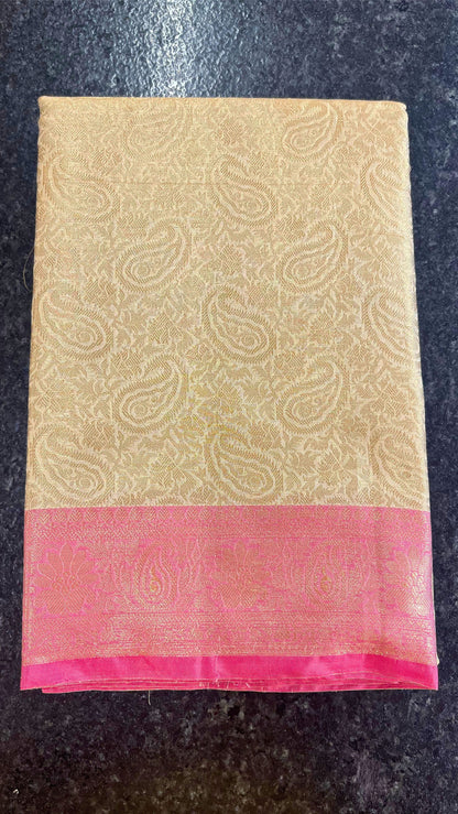 Cotton Silk Saree - Off White and Pink