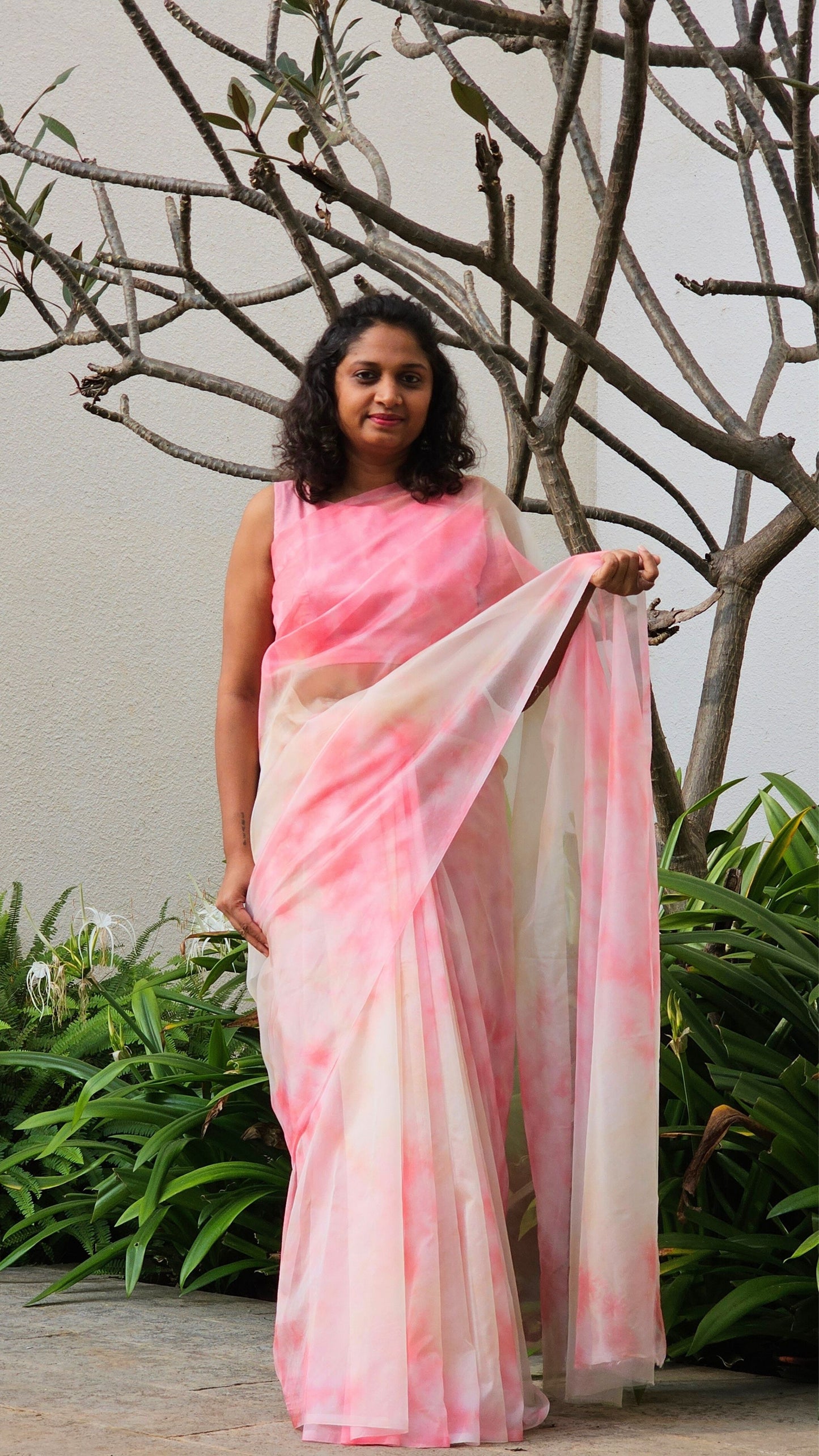 Cherry Blossom - Banna's signature organza saree