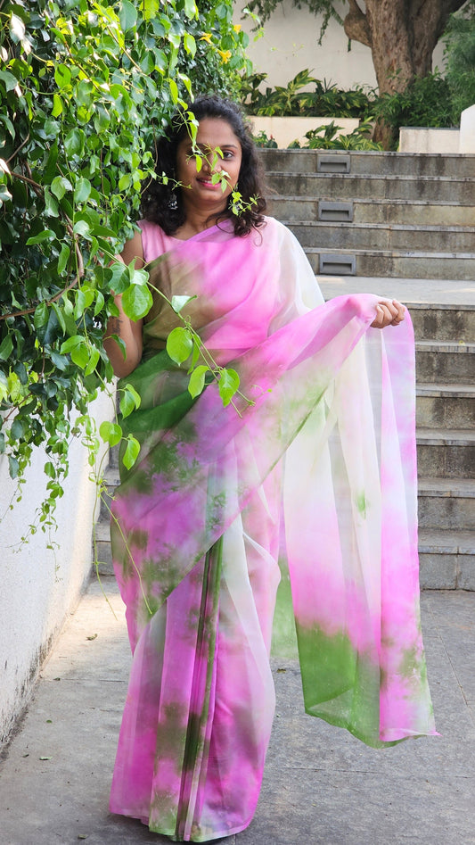 Orchid Garden - Banna's signature organza saree