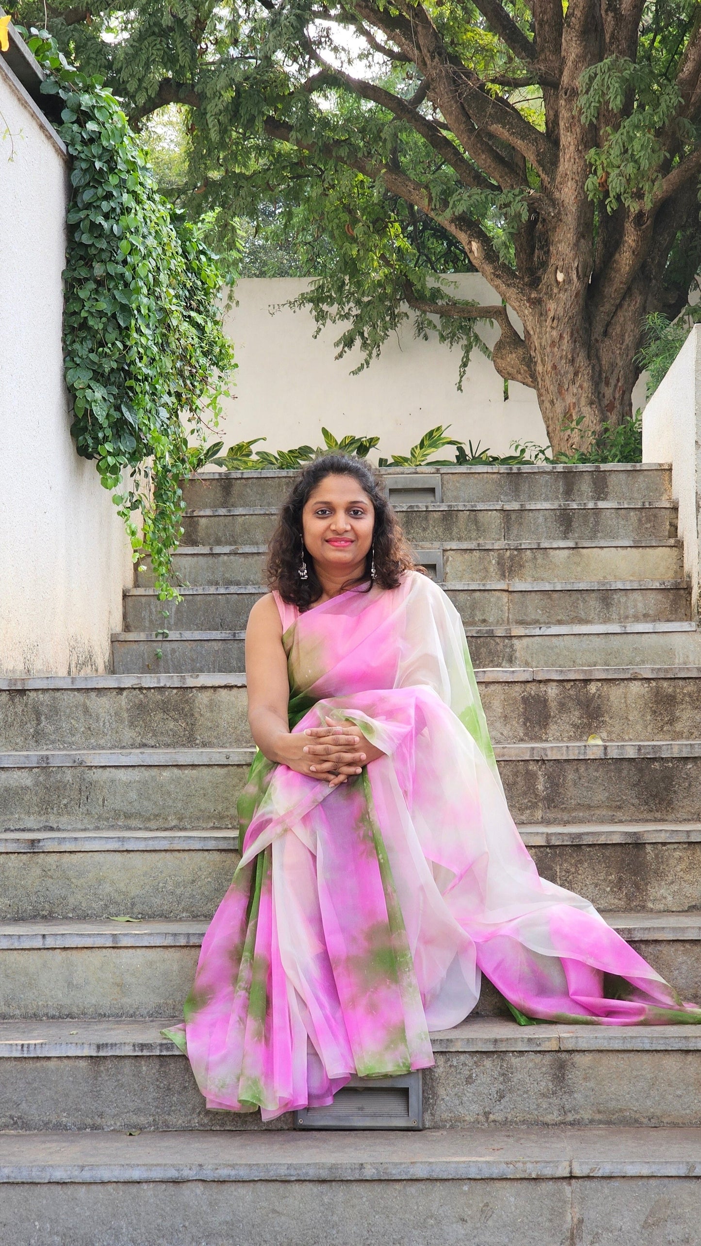 Orchid Garden - Banna's signature organza saree