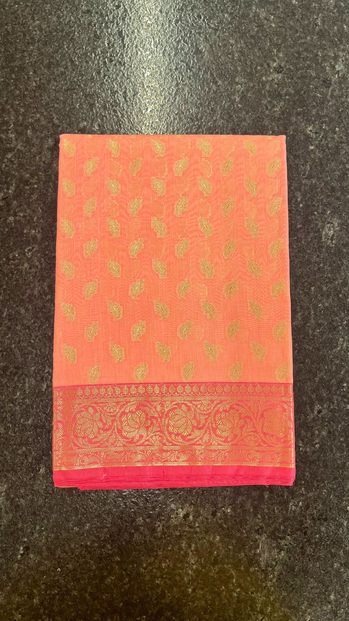 Cotton Silk Saree - light orange and pink