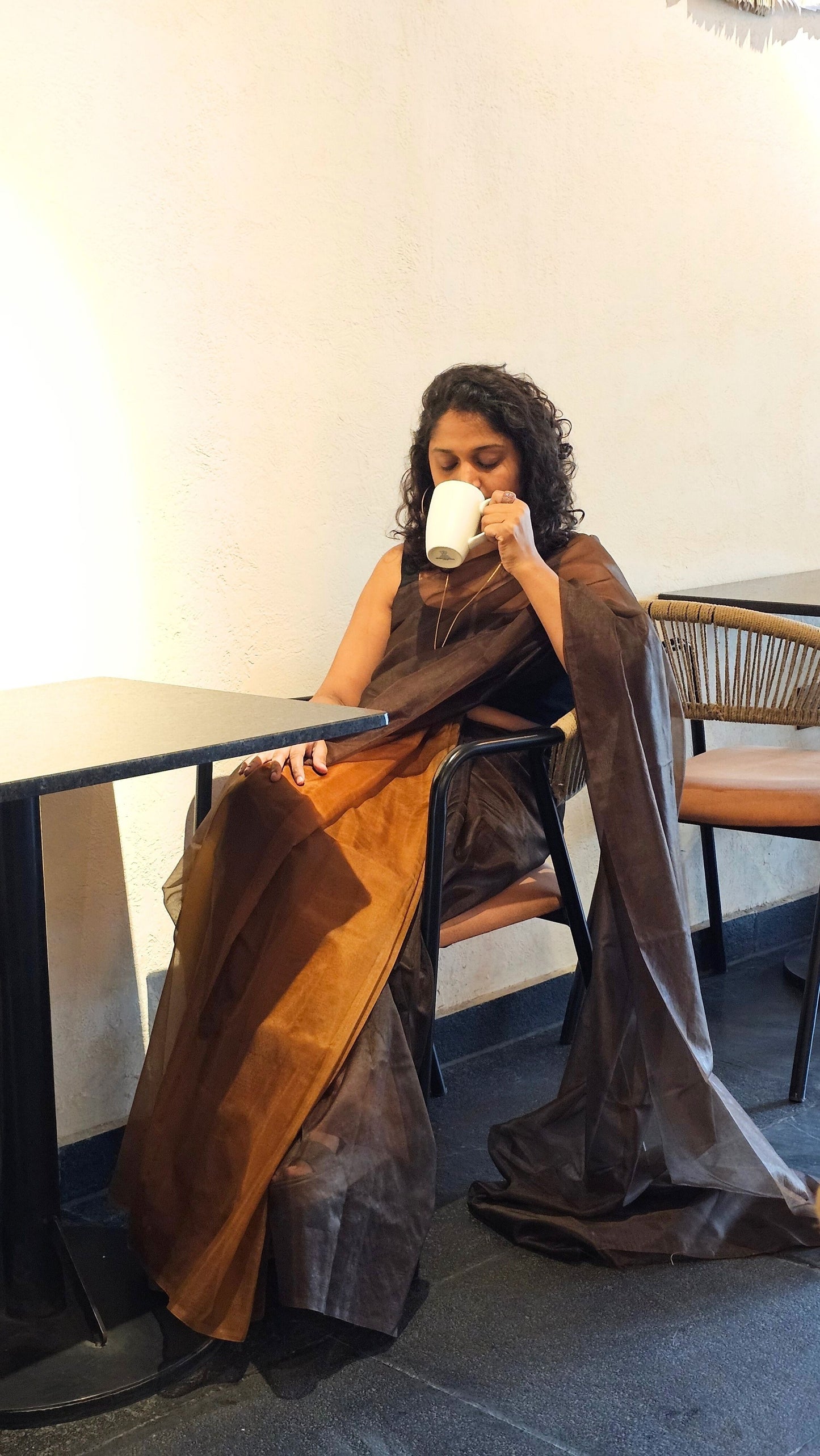 For the love of Coffee - Banna's signature organza saree