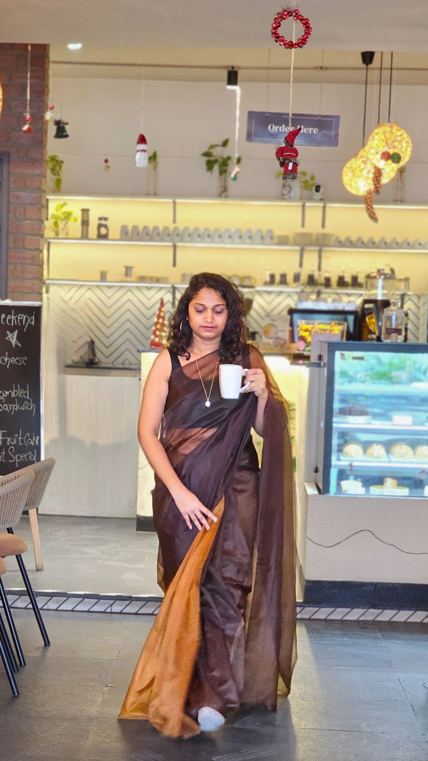 For the love of Coffee - Banna's signature organza saree