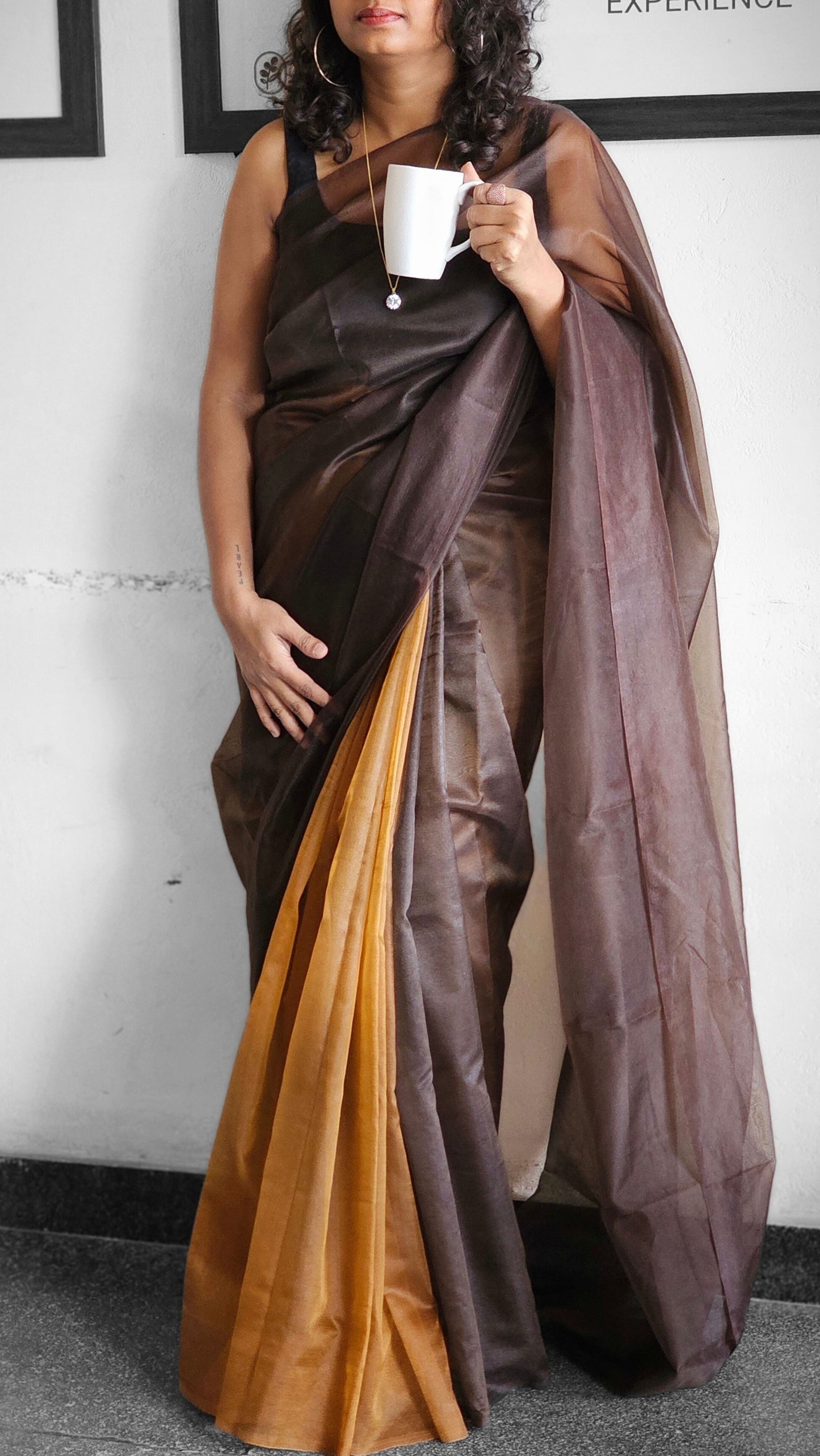 For the love of Coffee - Banna's signature organza saree