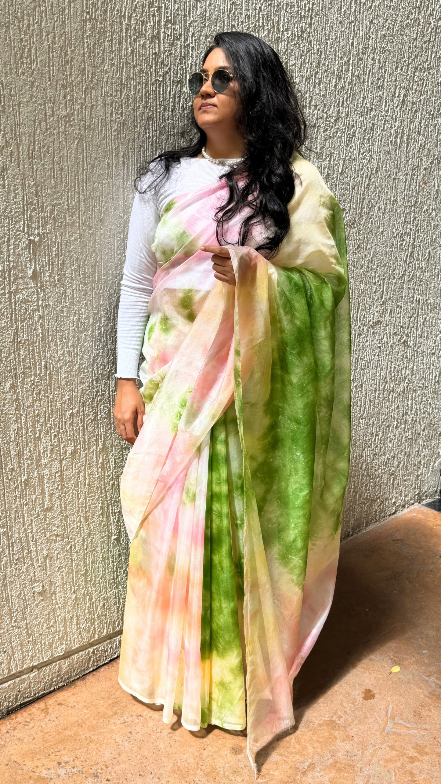 Lush Green Garden - Banna's signature organza saree