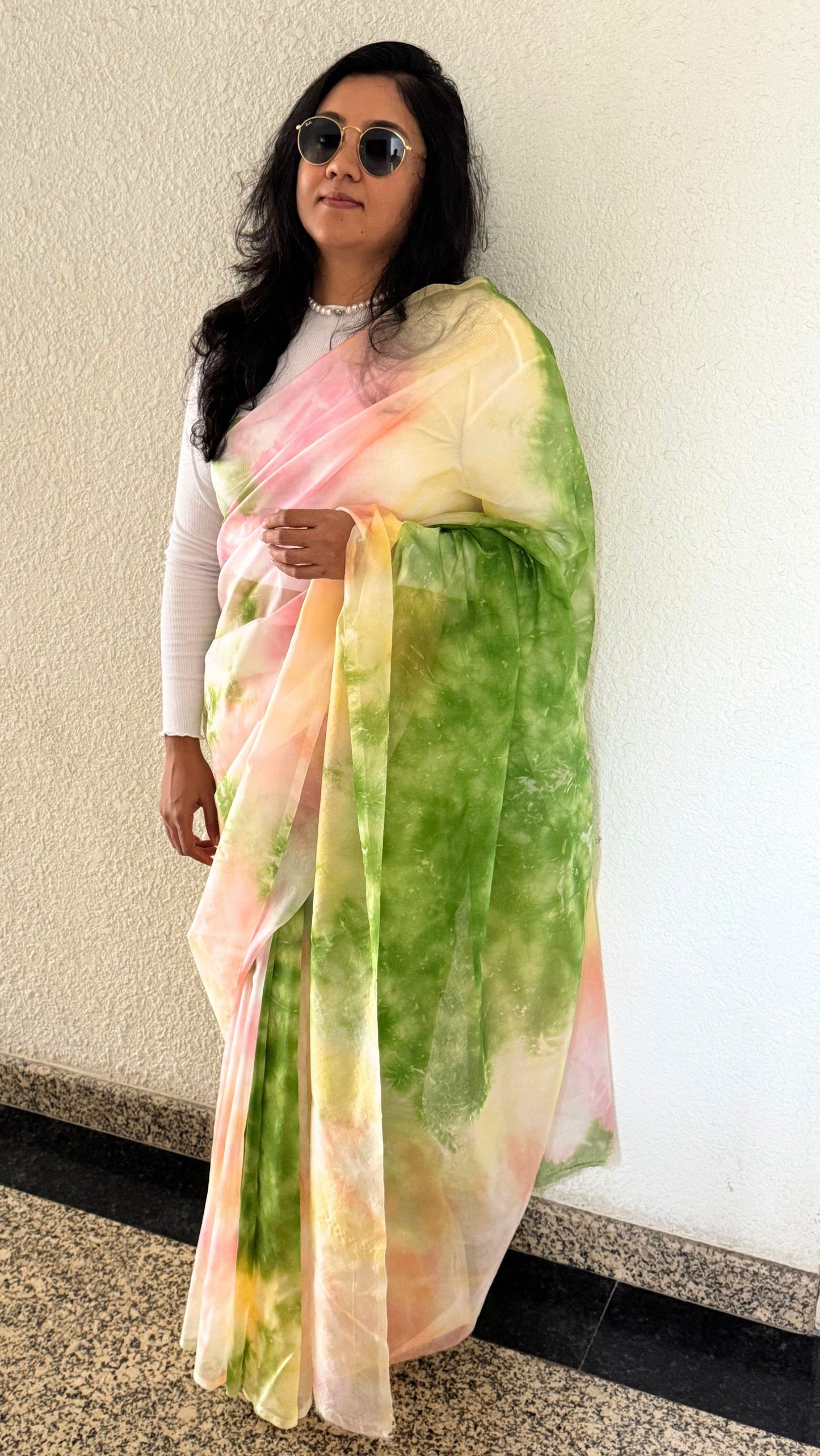 Lush Green Garden - Banna's signature organza saree