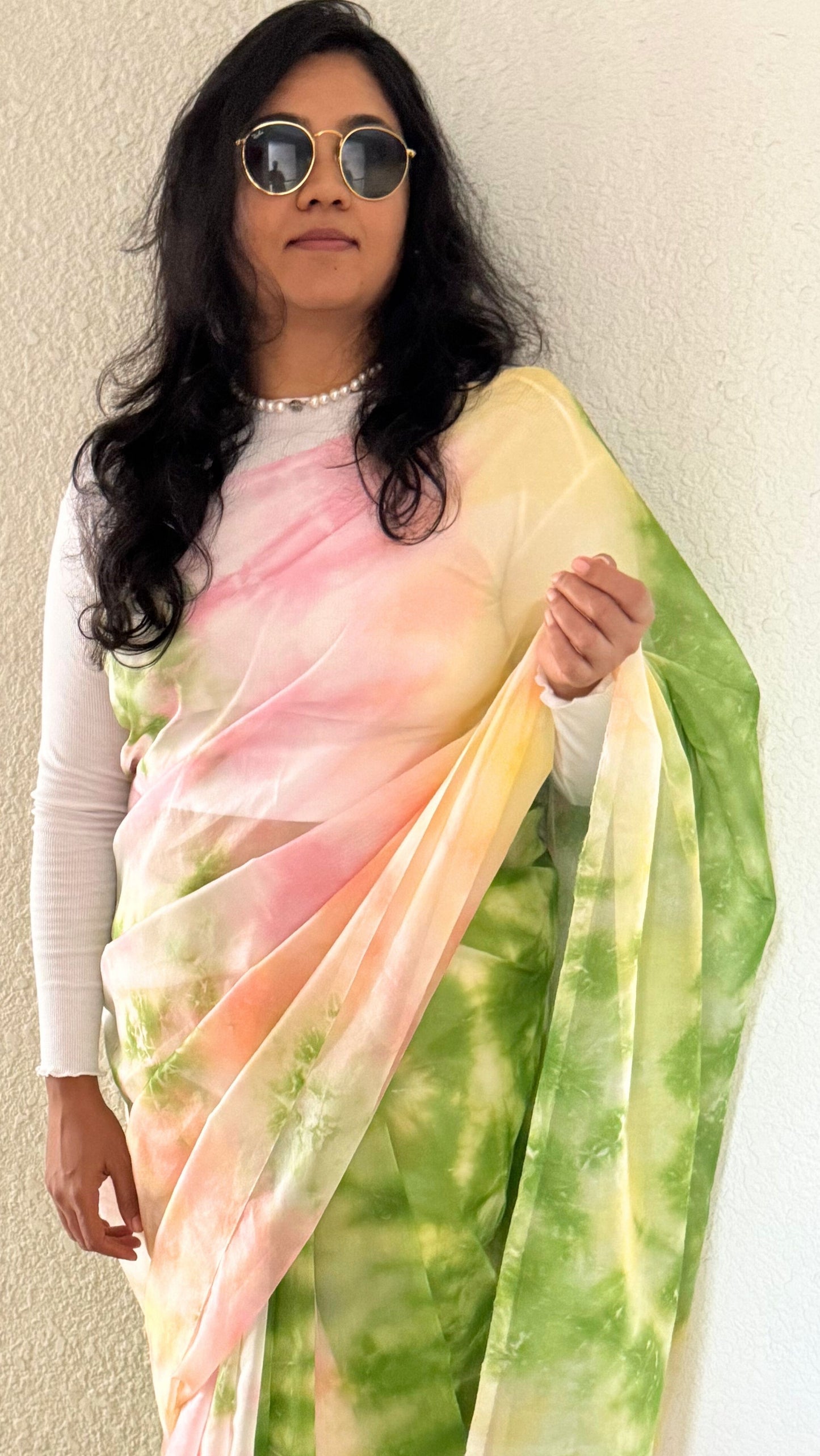 Lush Green Garden - Banna's signature organza saree