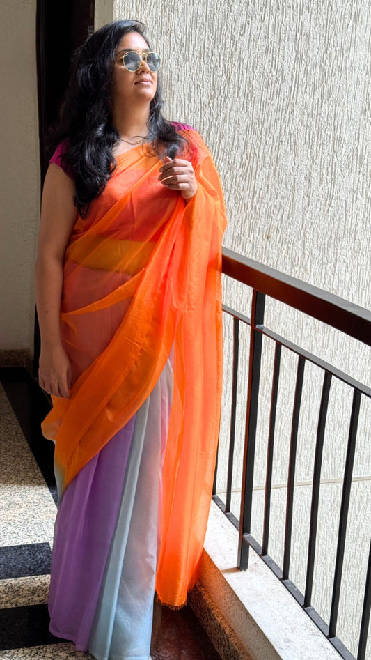 Kingfisher Bird - Banna's signature organza saree