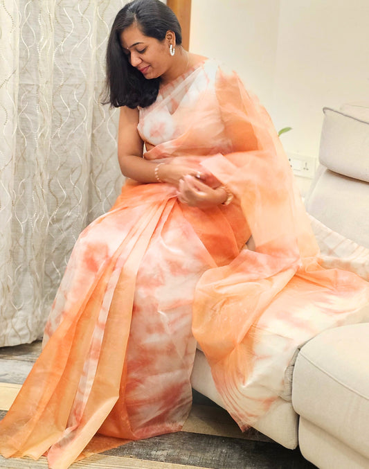 Peach and Orange - Banna's signature saree