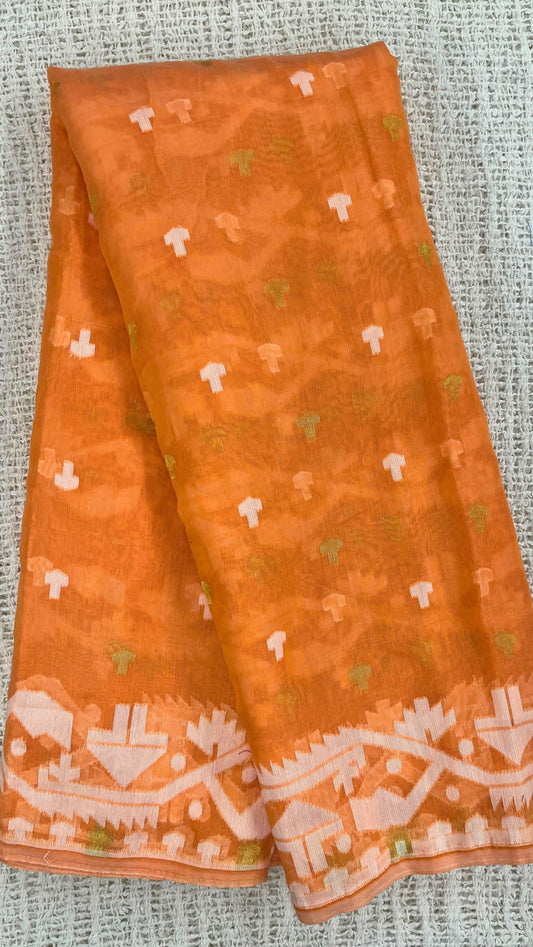 Cotton saree - Orange