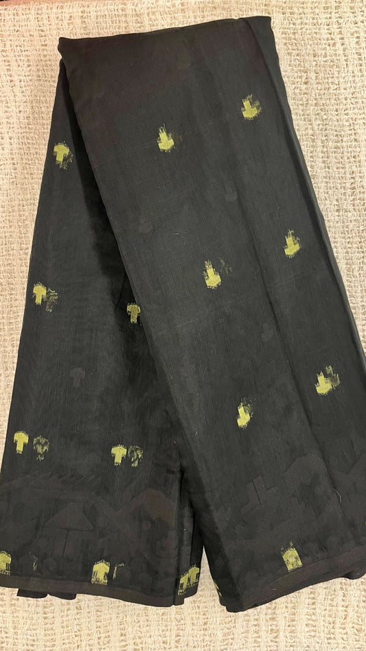 Cotton Jamdani Saree - Black