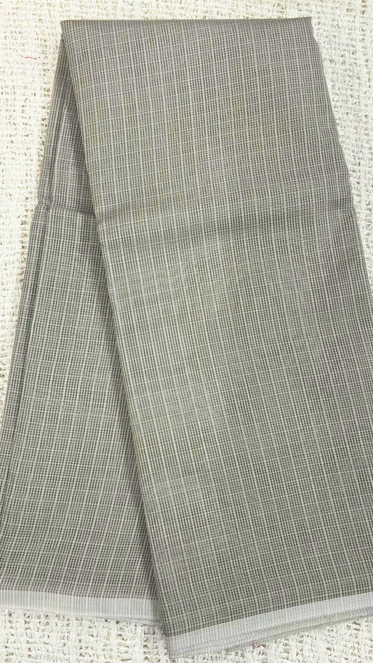 Work love, everyday saree - Kota cotton checks in Grey