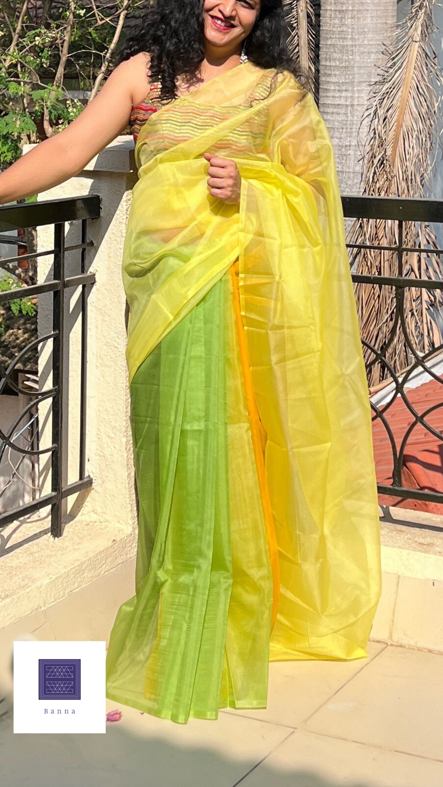 Green Butterfly - Banna's signature organza saree