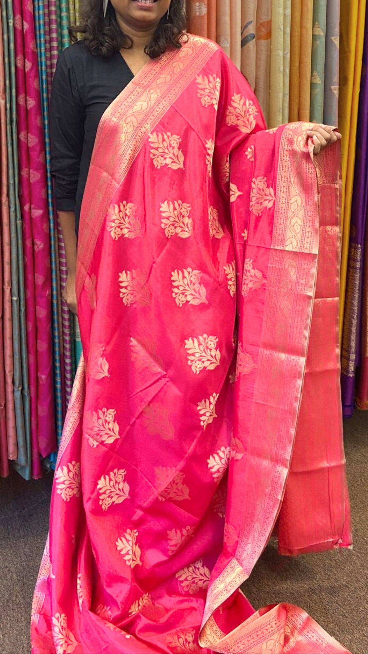 Banaras Silk blend - Rani Pink