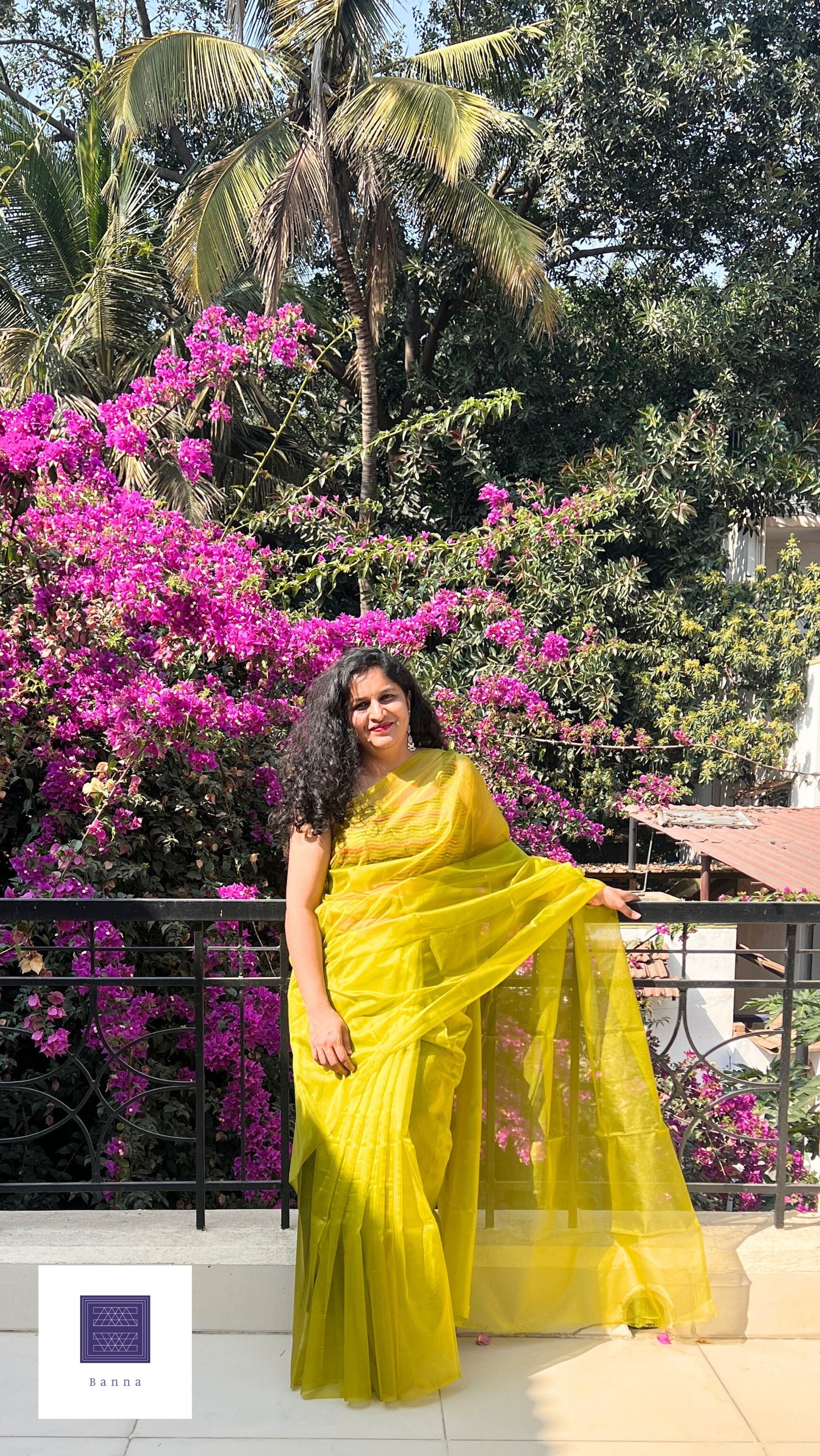 Mehndi Green - Solid Organza Saree