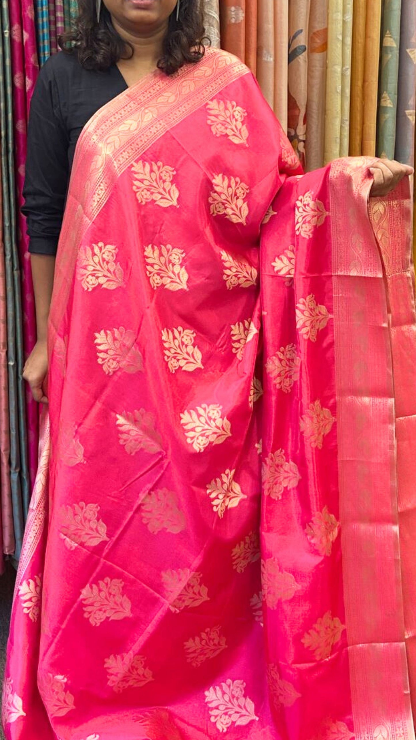 Banaras Silk blend - Rani Pink