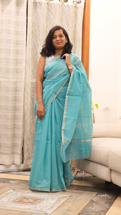 Work love, everyday saree - Neon Cyan Green