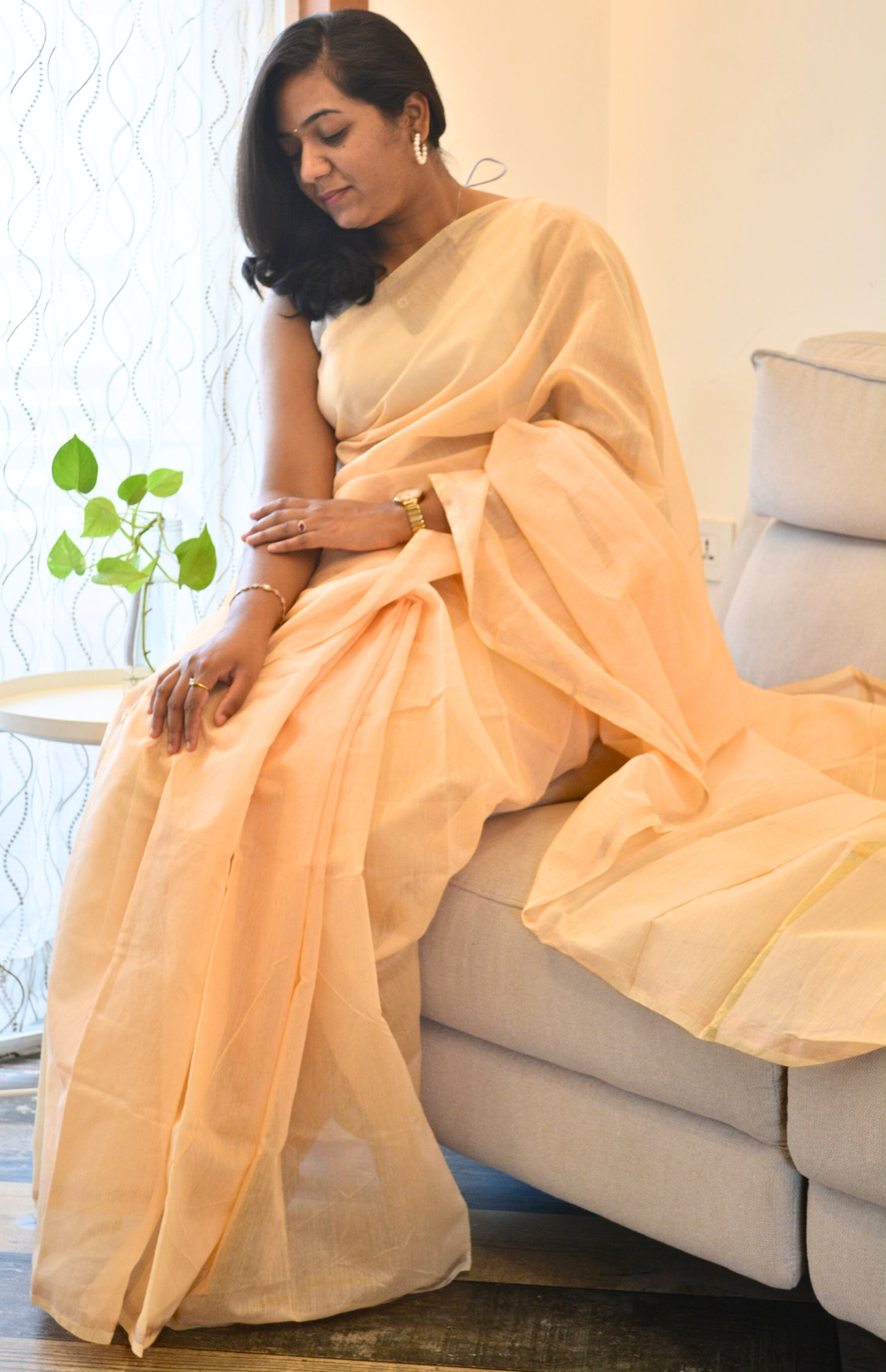 Work love, everyday saree - Peach