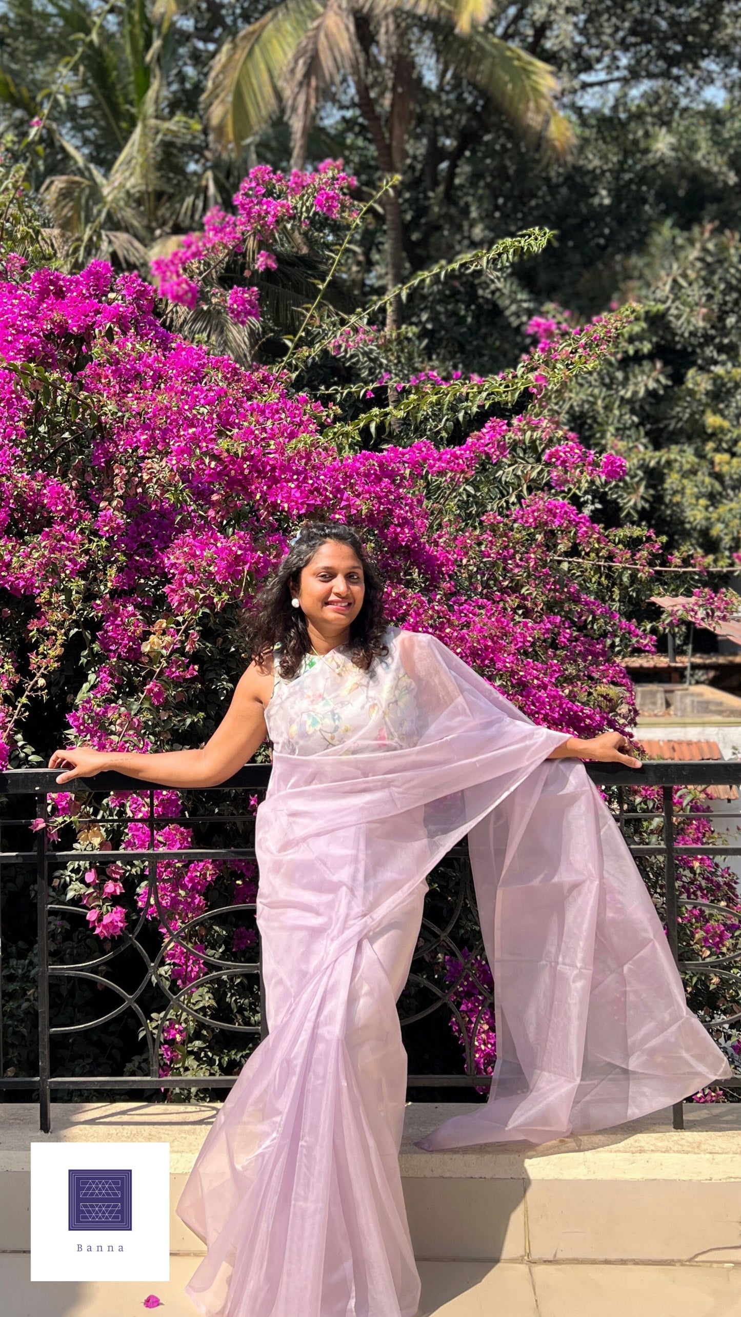 Pastel Lavender - Banna's signature solid organza saree