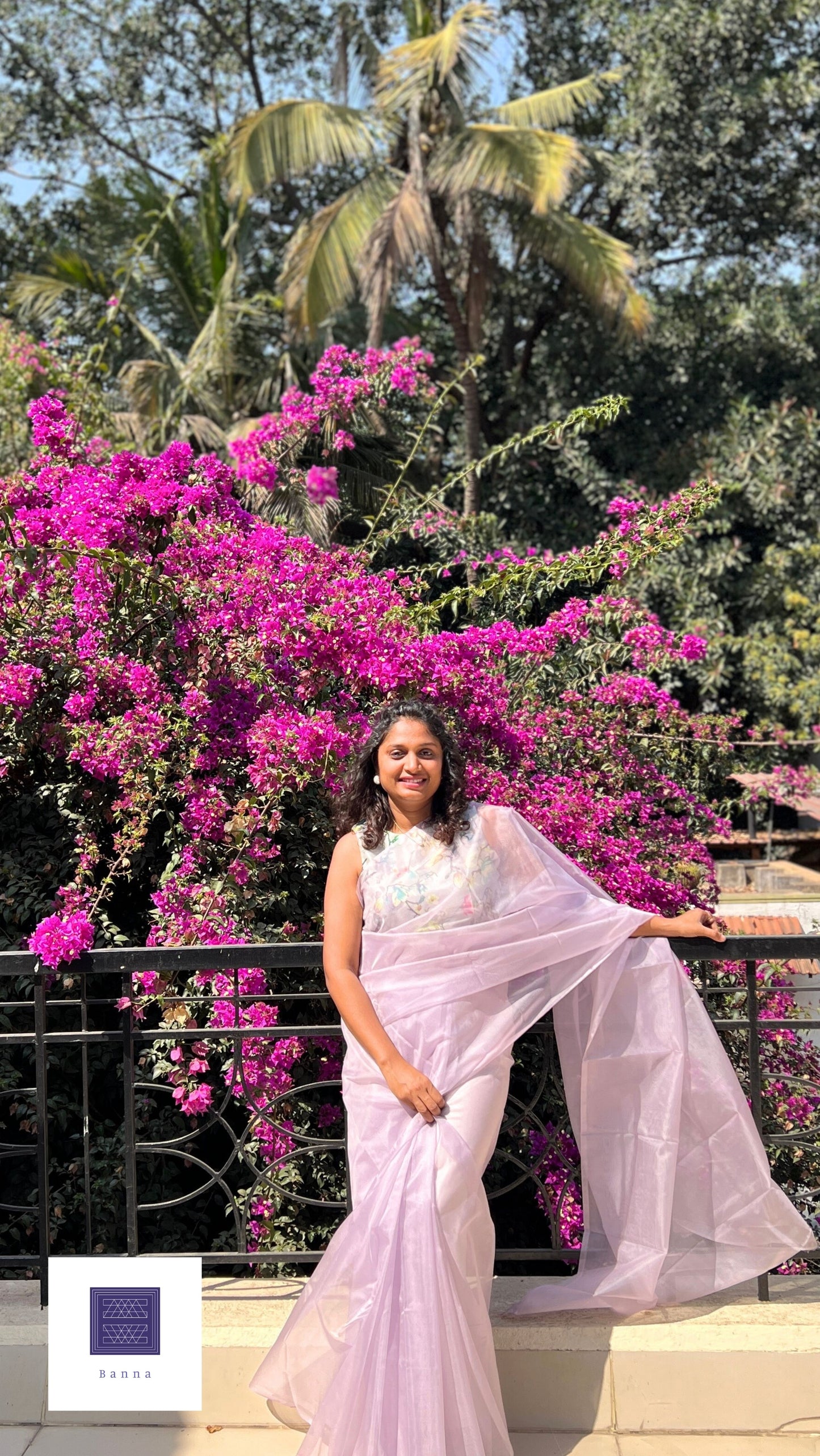 Pastel Lavender - Banna's signature solid organza saree