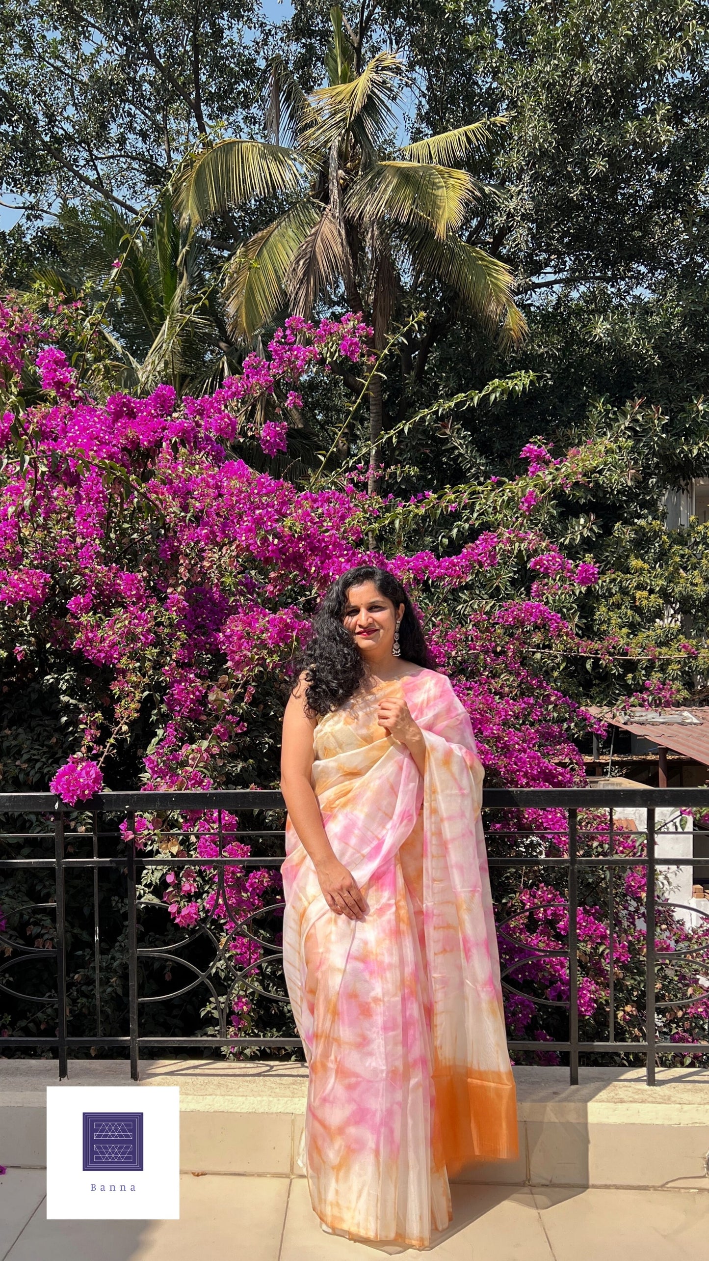 Pastel wedding roses - Banna's signature organza saree